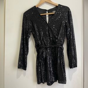 XS Black sequin romper